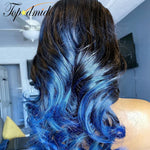 Blue Ombre Indian Hair 13x6 Lace Front Wig Natural Hairline Loose Wave Remy Hair 13x4 Lace Front Human Hair Wigs