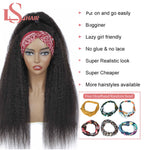 Headband Wig Kinky Straight Human Hair Headband Wigs for Black Women Glueless Remy Human Peruvian Hair Wigs Assorted Lengths 8 inches to 26 inches 150 Density