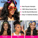 Headband Wig Human Hair Body Wave Wig For Black Women Remy Brazilian Hair Wigs Glueless Headband Scarf Wigs 180density Assorted Lengths 14 inches to 34 inches